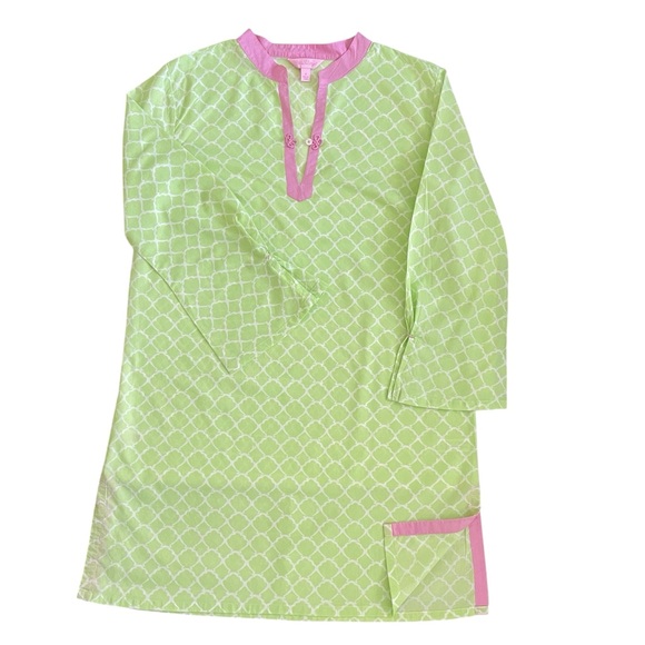 Lilly Pulitzer Tops - Lilly Pulitzer Lime Green and Pink long sleeve mini dress or Tunic Top Sz S
